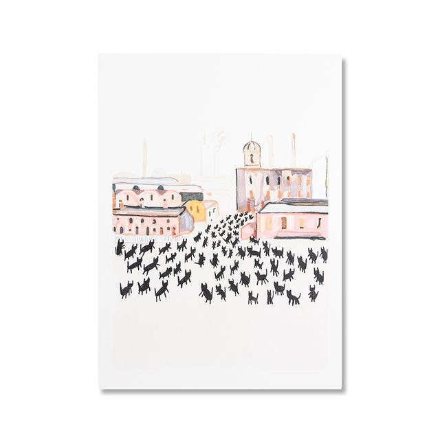 

Интересный подсолнух, водяная лилия и кошка, печать плакатов, тыква, холст, картина, настенная художественная картина 21cm×30cm NoFrame