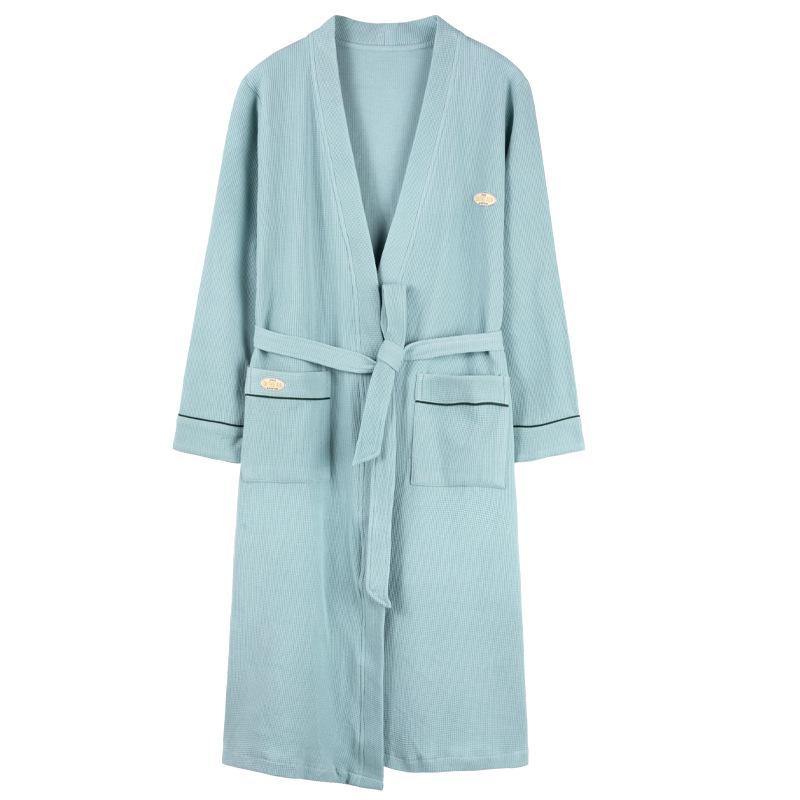Nachthemd Damen Frühling und Herbst Baumwolle Langärmelig Herbst Baumwolle Mittel und Lang Bademantel Pyjama Damen Integrierter Yukata Loungewear