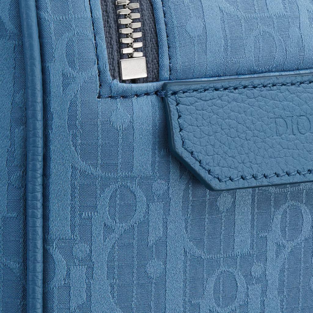 Dior Embossed Logo Zippered Recycled Nylon Toiletry Bag Men toiletry bag Blue 2ESCA494POS-H407