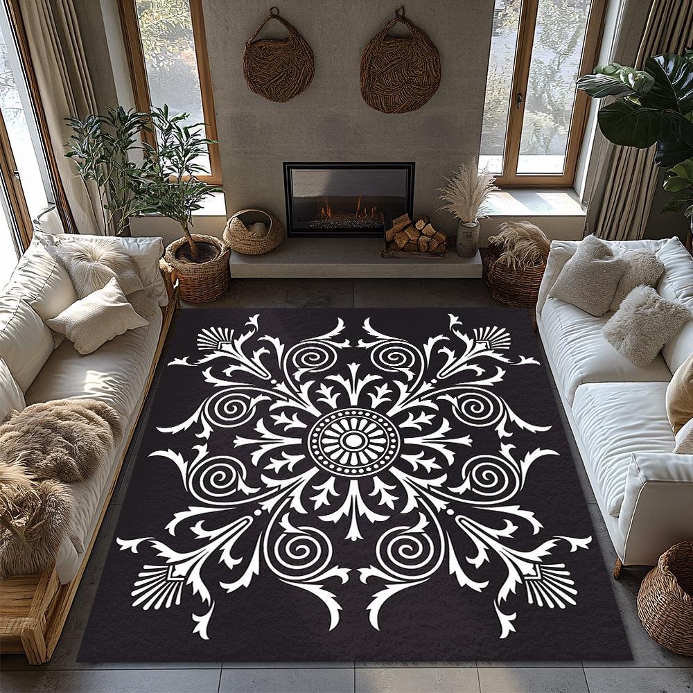 Elegant Persian Area Rug Vintage Oriental Carpet Non-Slip Floor Mat Home Decor Bohemian Style Living Room Bedroom Washable Durab