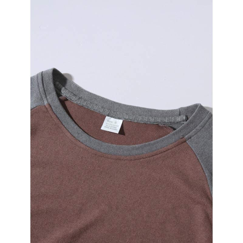 Men S Slim Fit Round Neck Long Sleeve Color Block Pullover Base Layer