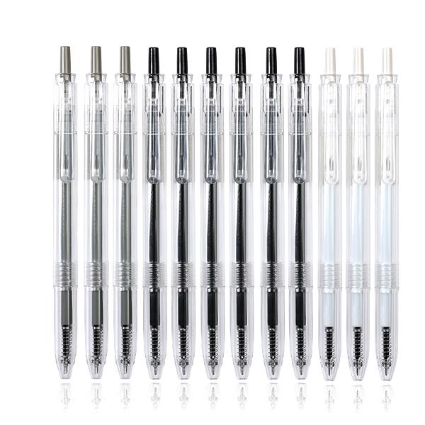 JIANWU 12Pcs/set 0.35/0.5mm Simple STYLE Gel Pen Black Ink for Student Writing Creative Neutral Pen Press School Supplies Kawaii