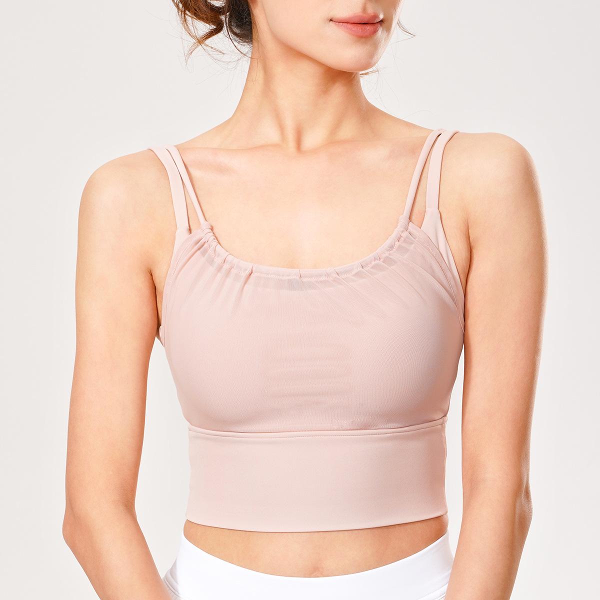 

2025 Lulu Сетчатый Двухслойный Ударопрочный Спортивный Бюстгальтер - Высокая Поддержка, Тонкие Бретели, Передняя Драпировка, Жилет для Йоги M (47.5-55 kg)