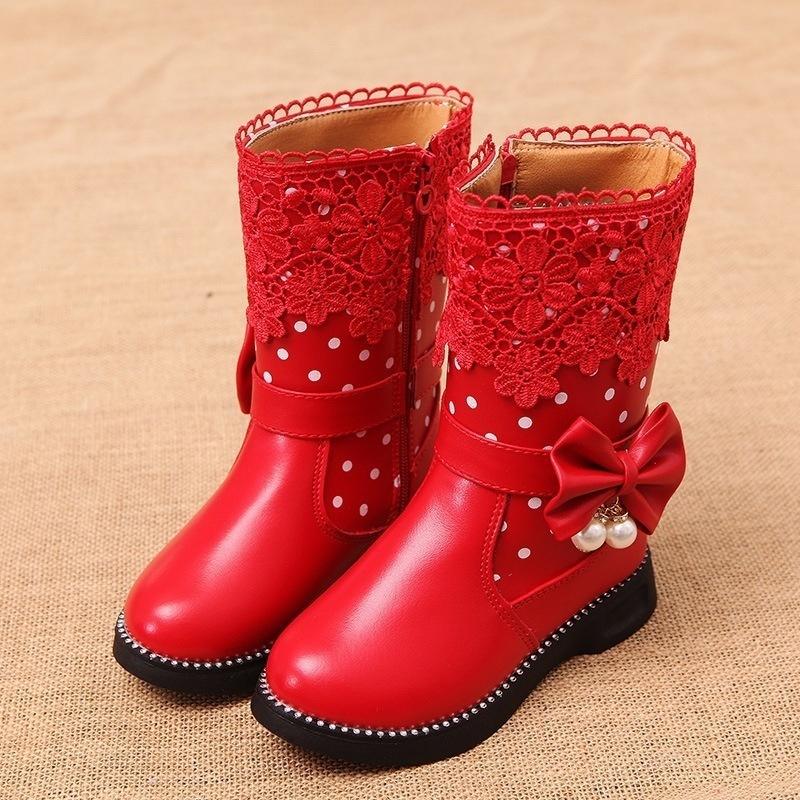 Girls Boots New Autumn Fashion Princess Kids Soft Sneakers Child Snow Boots Spring PU Leather Children Shoes Kids EU Size 27-37