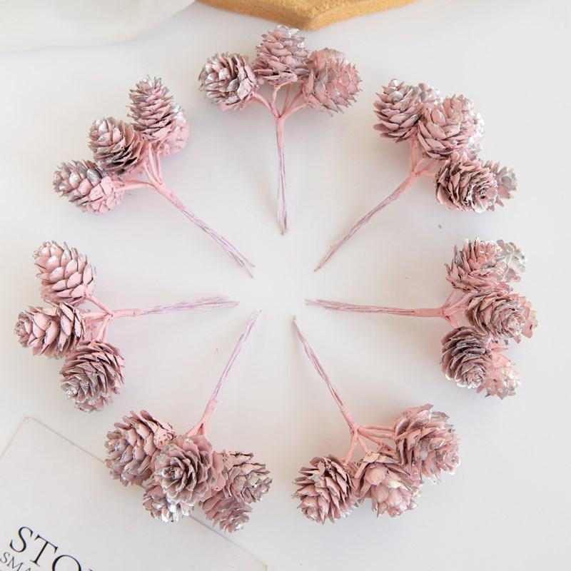 Artificial Plants Golden Fake Pinecone For Christmas Tree Decoration Wreaths Accessory Diy Wedding Home Decor Mini Bouquet