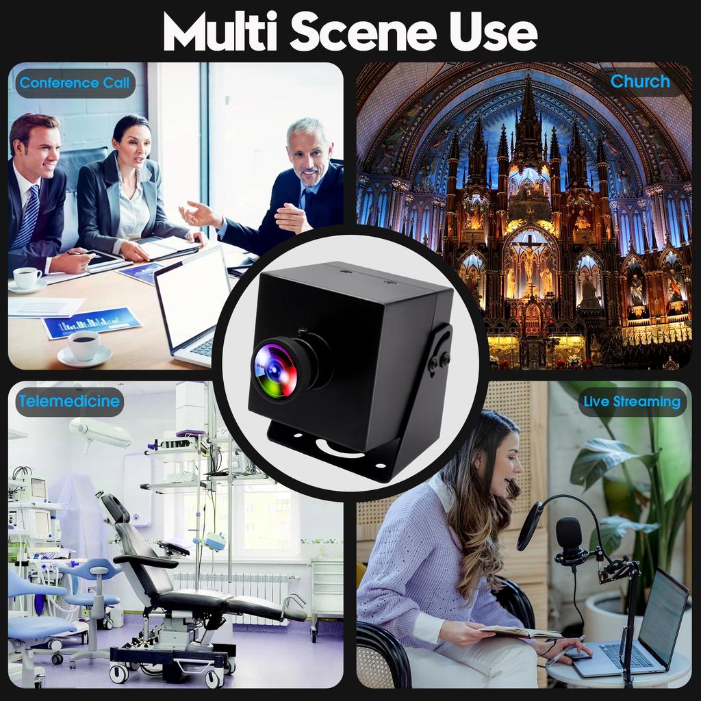 ELP 4K HDMI USB-kamera Vidvinkel PC-kamera för datorskärm Samtidig utgång Mini UVC-webbkamera 2x digital zoom 8MP USB-säkerhetskamera Grader
