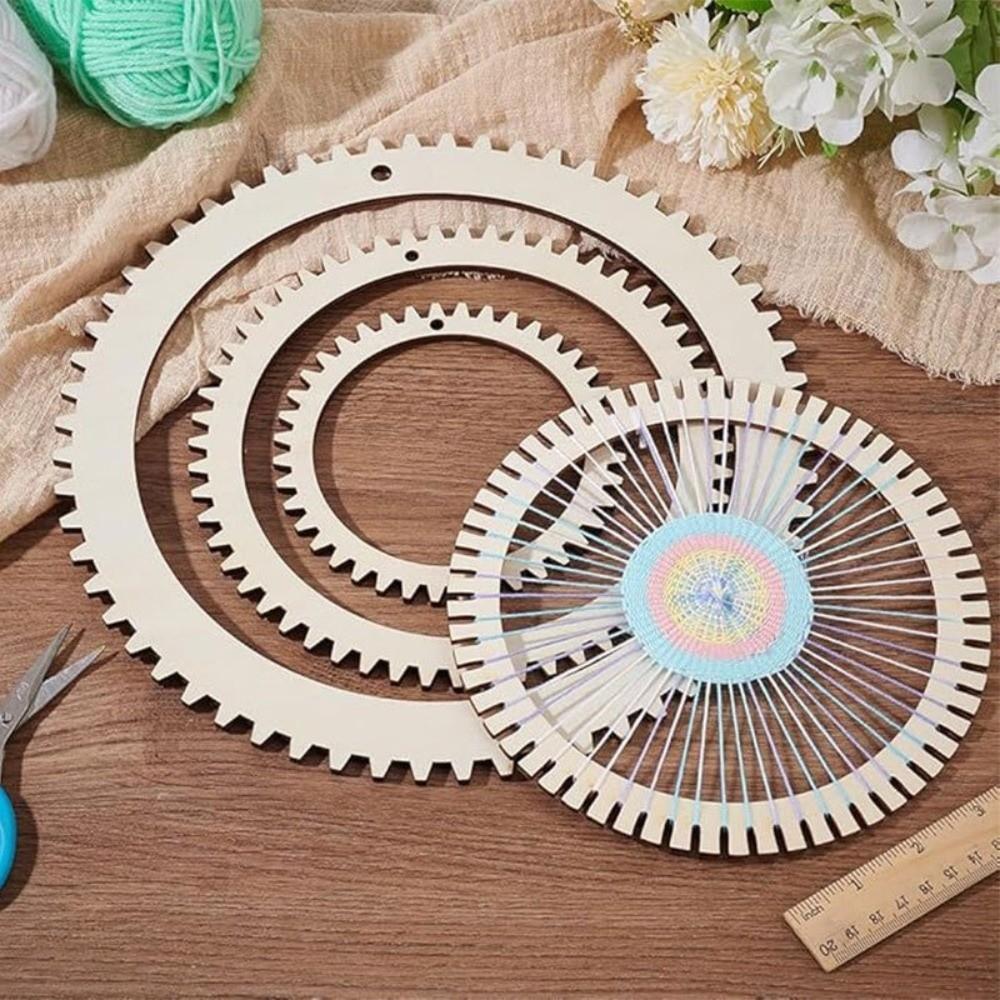 Versatile Wooden Weaving Loom Kit Weaving Comb Traditional Circular Gear Weaving Modular Design Art Crafts