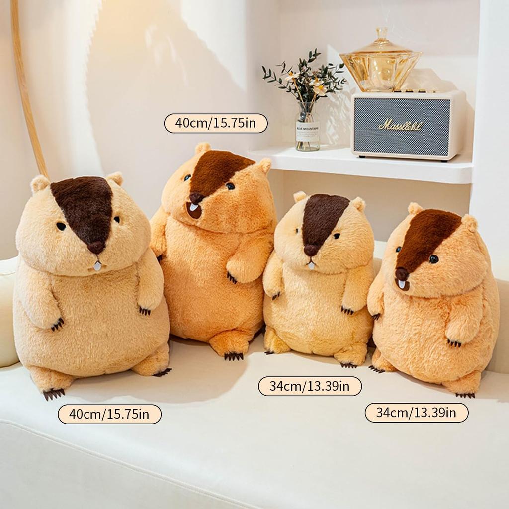 MikQig Marmot Plush Toy, Large, Huggable Pillow, Lifelike Animal, Soft and Fluffy, Cute Animal, Style 2, Figurine, Christmas, Birthday Gift, 40x30x30c