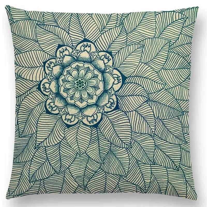Neu Wunderschönes Blatt Blume Herrliches Florales Doodle Buntes Dekoratives Muster Mandalas Auto Kissenbezug Sofa Überwurf Kissenbezug