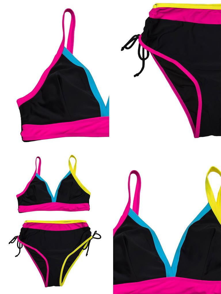 European and American Plus Size Women's Sexy Triangle Bikini with Tie-Up and Split Design