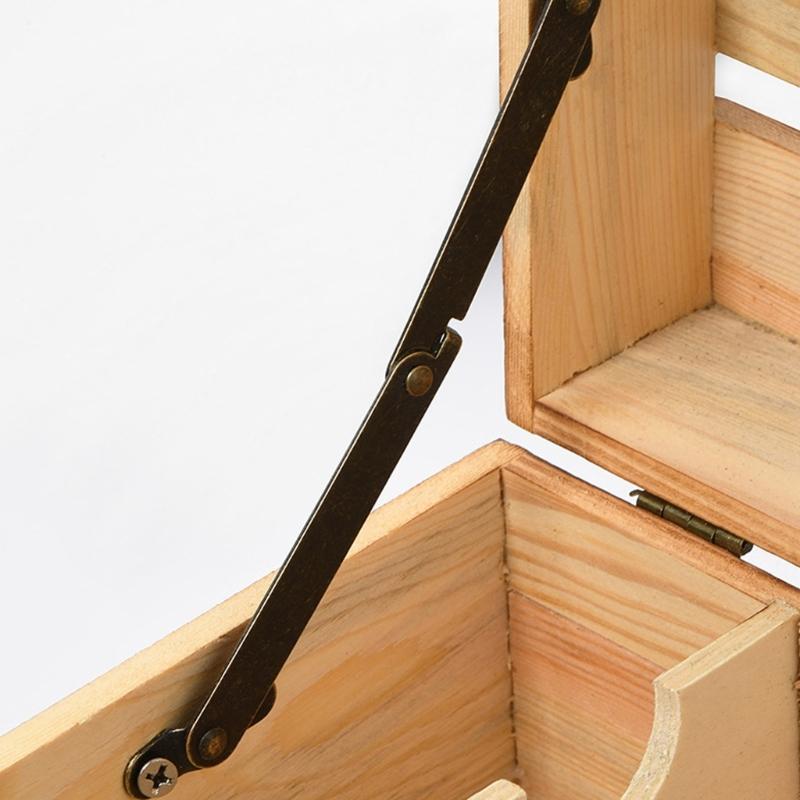 2Pcs Metal Lid Support Hinges Lift Up Stay Hinge Folding Support Hinges for Wood Box Jewelry Case Cabinet Easy To Use