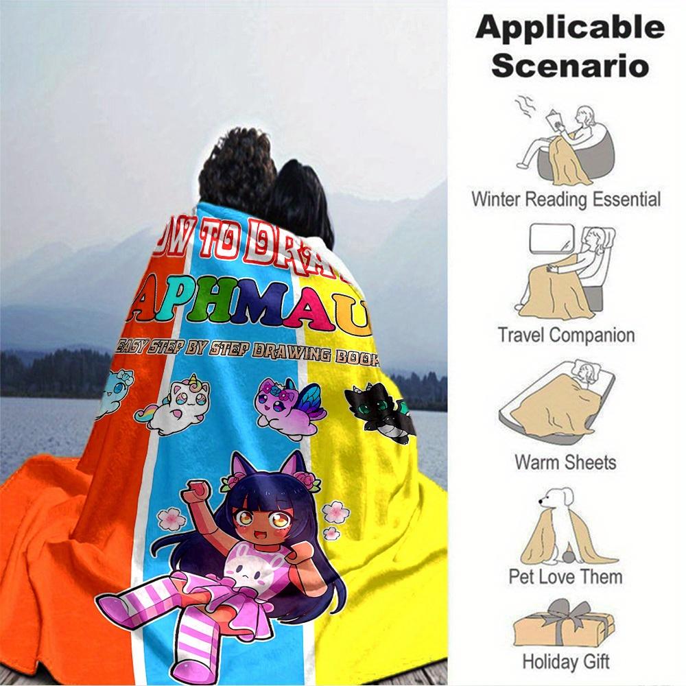 1pc Draw Aphmau Bing Digital Printed Flannel Blanket, Super Soft Plush Fleece Bed Cover, Multipurpose Four Seasons Hypoallergenic Quilt for