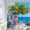 Mediterranean Lemon Tree Shower Curtain Ocean View Waterproof Bathroom Decor Coastal Style Home Textile Artistic Nature Design