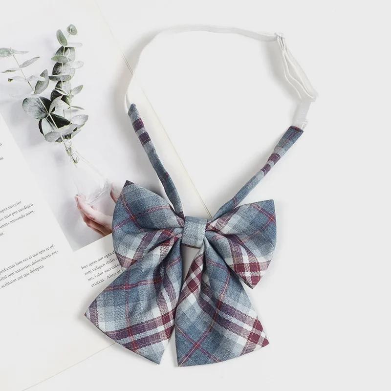 Hnědá retro kostkovaná kravata pro ženy a muže - japonský vysokoškolský styl motýlek