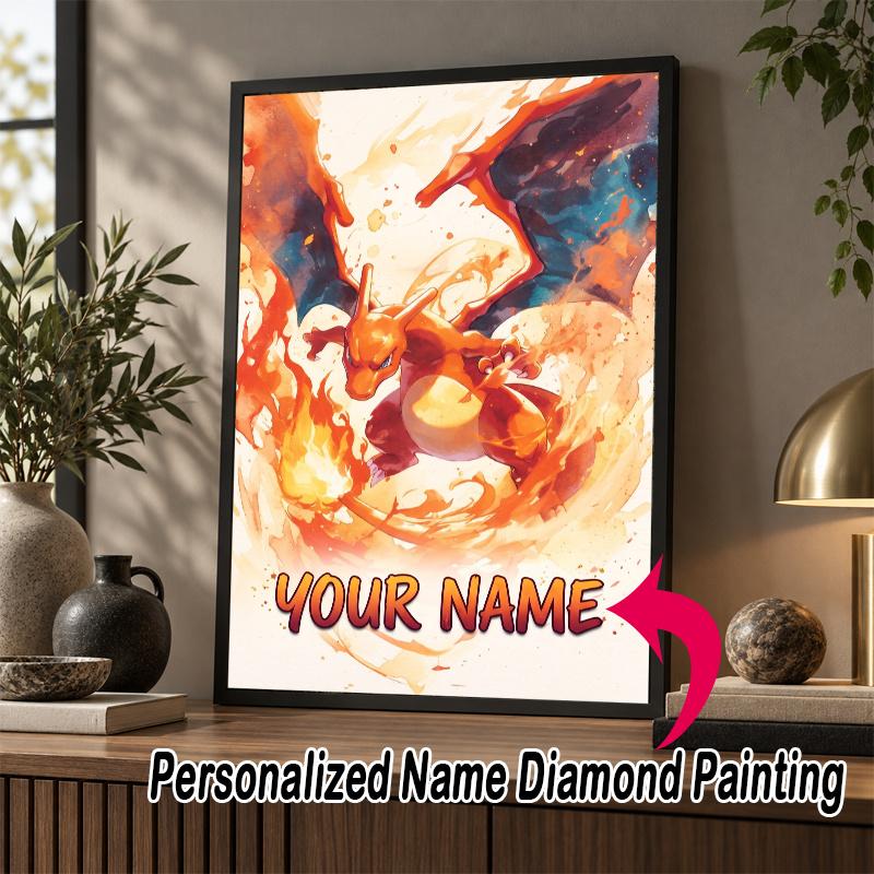 Personalized Charizard Diamond Art Custom Name 5D Diamond Painting Full Drill DIY Craft