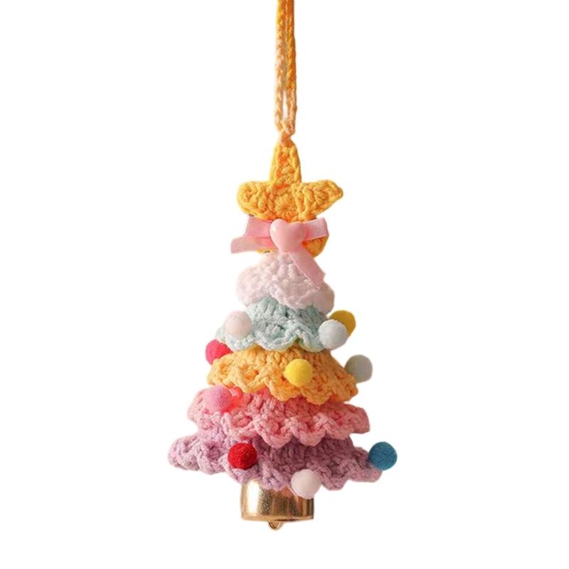 Christmas Car Hanging Ornament Hand Knitted Christmas Tree Shape Hanging Decoration For Bedroom Door Vehicles Interiors