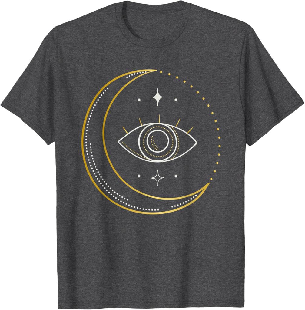 Mystic Eye Crescent Moon Graphic Tee Casual Cotton Short Sleeve Round Neck T-Shirt