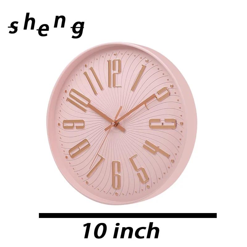 10 Inch Simple Mute Wall Clock Does Not Tick Round Three-dimensional Wall Hanging Clock for Study Classroom Living Room School