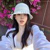 Spring and Summer White Hollow Knitted Bucket Hat Women's Sunscreen Sunshade Basin Hat Versatile Face Small Literary Style Hat