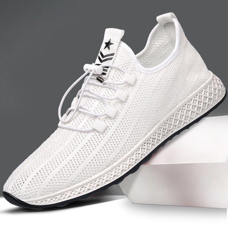 2023 New Net Shoes Sneakers Men Casual Lace-up Breathable Solid Color Men's Shoes Men's Shoes