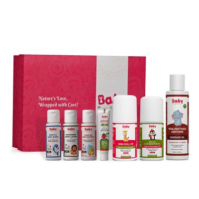 BabyOrgano Geschenkset - Kleiner Beschützer Reise-Essentials | Massageöl - 100ml | Kälte-Roll-On - 40ml | Wärme-Roll-On - 40ml