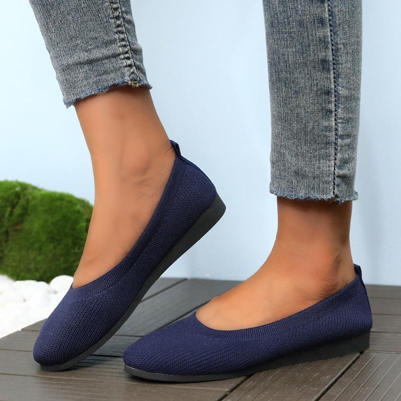 Wish Large Size Round Head Flat Bottom Lazy Single Shoes Women's Flying Weaving Breathable Flat Heel Shallow Mouth eBay