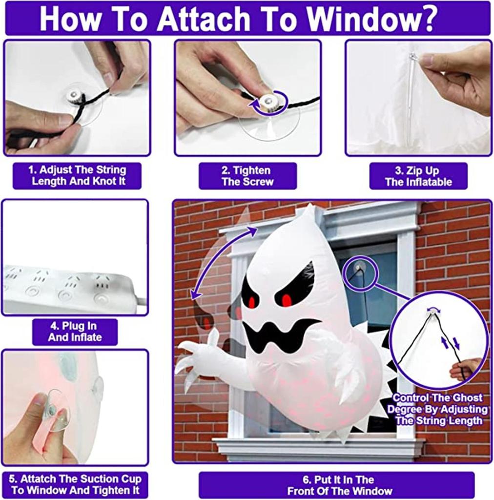 Halloween Inflatable Ghost Horror Window Ghost Foldable Balloon Outdoor Courtyard Garden Decoration Fun Party Tool