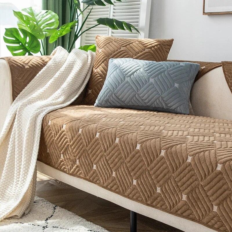 Husă de canapea din pluș, de culoare uni nordică, de înaltă calitate, anti-alunecare, pernă de canapea, prosop de canapea, husă de canapea, decor pentru sufragerie.