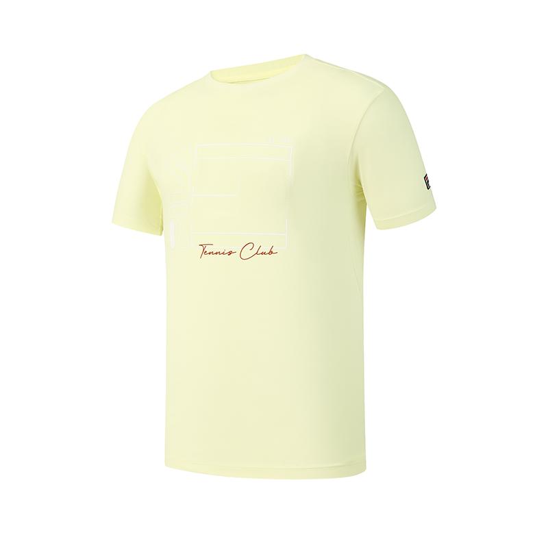 

FILA Tennis Simple Comfortable Casual Sports Tennis Style Versatile Knitted Short Sleeve T-Shirt Men Tops Light-Yellow A11M623150FYE S