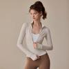 Women's Stretch Fleece-lined Sports Jacket with Stand Collar - Long Sleeve Yoga Top for Running & Fitness, Spring Style