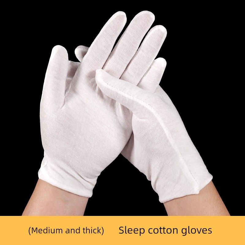 

Ночные перчатки для сна, Ночной уход за руками, Уход за кожей, Увлажняющие, Heattech, Защита от царапин, Маска для рук, Перчатки из чистого хлопка Plaid sleep white gloves [thick] 4 pairs L