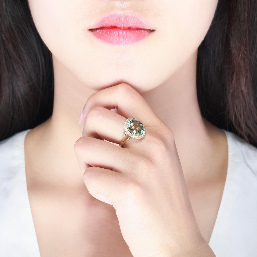 14к Алтын Табиғи Жасыл Топаз Сақина Үйлену Тойына Әйелдер Түркіз Біжутерия Алмаз Асыл Тастар Топаз Сақинасы Әйелдер