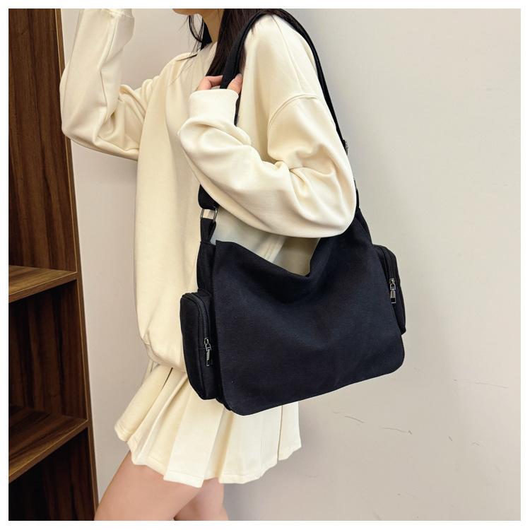 Canvas Bag Messenger Bag Fashion Simple Shoulder Bag Large Capacity Women's Bag Commuter Bag