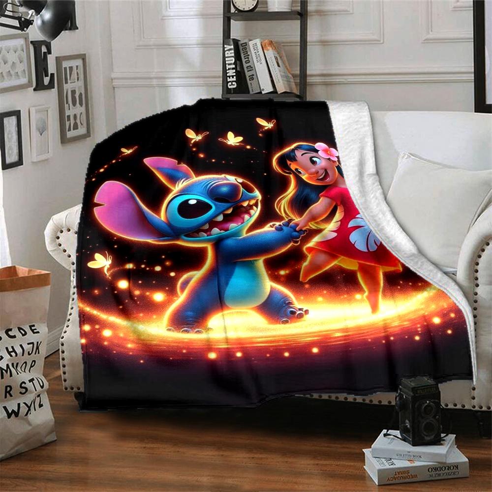 Lilo Stitch Adventure Flannel Blanket Super Soft Warm Cozy Blanket For Sofa Bed Office Travel Allseason Home Decor Gift