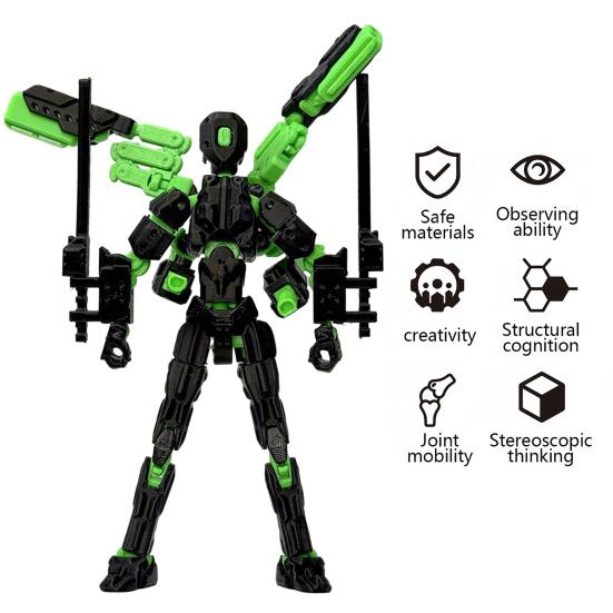 3D Printed Action Figure with Accessories Articulated Dummy Figurine with Movable Joints Desktop Decor Assembly Completed Action Figure Gift