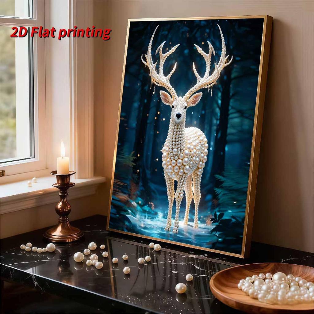 DIY Pearl Painting Set Little Deer Pattern Home Decoration Handmade Sticky Diamond Creative Canvas Pearl Art Painting Crafts Perfect Gift