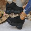 Black Knitted Wedges Heel Sneakers Women Spring Autumn Breathable Chunky Platform Sneakers Woman Slip on Mesh Sports Shoes 35-42