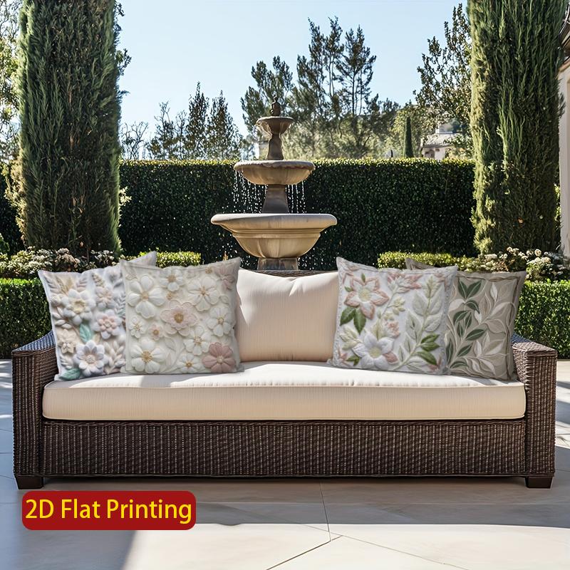 2D Floral Embroidered Pattern Digital Pillow Covers Pattern Cushion Cover Suitable For Sofa Bedroom Car Pillow Cover