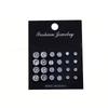 12 Pairs of Zircon Pearl Stud Earrings Set Simple and Versatile Earrings