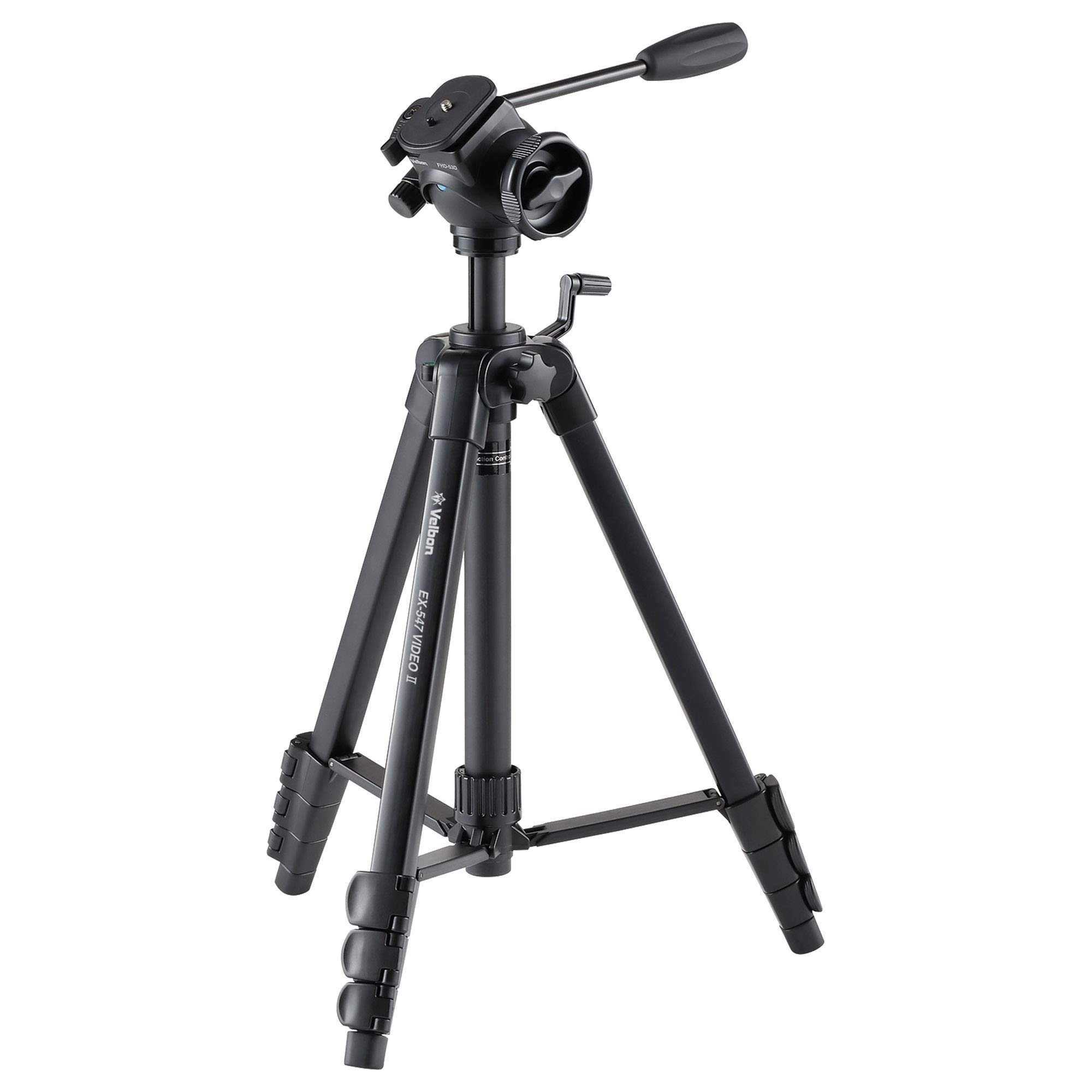 

Velbon Family Video Tripod VIDEO II Lever Lock Total Height 160cm Leg Diameter 23mm Medium Fluid Head DIN Standard Quick Shoe Compatible Aluminum Legs чорний
