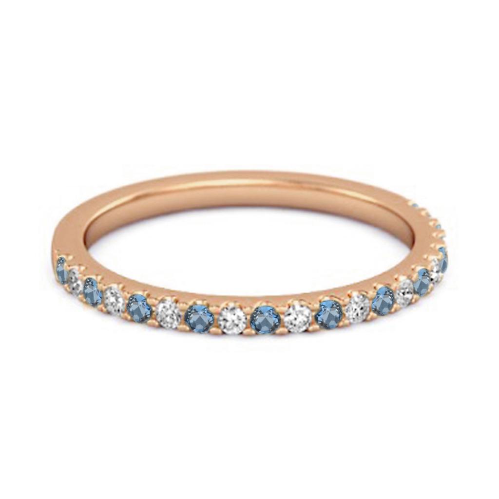 London Blue Topaz Eternity Band Ring - 925 Sterling Silver Rose Gold Vermeil
