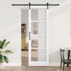 vidaXL Sliding Door with 'ORKDAL' Hardware In Solid White Wood and Glass 3331828