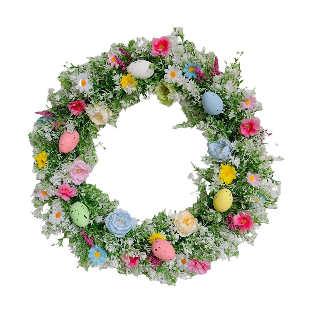

Easter Spring Wreath 35cm Artificial Flower Ornaments Easter Holiday Decorations For Front Door Porch Living Room Patio Garden