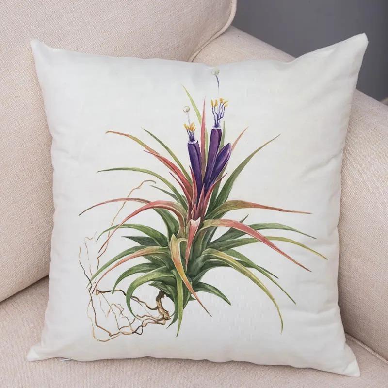 Watercolor Succulents Decorative Pillowcase Office Living Room Car Ornaments Home Pillowcase