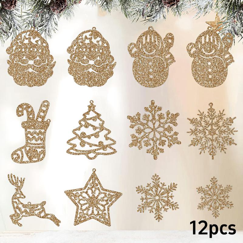 20Pcs Christmas Tree Decoration Hanging Ornaments Tree Snowman Reindeer Santa Snowflake Ornaments for New Year Winter Party