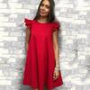 Trendy Spring/Summer European American Ruffle Butterfly Sleeve Round Neck Dress