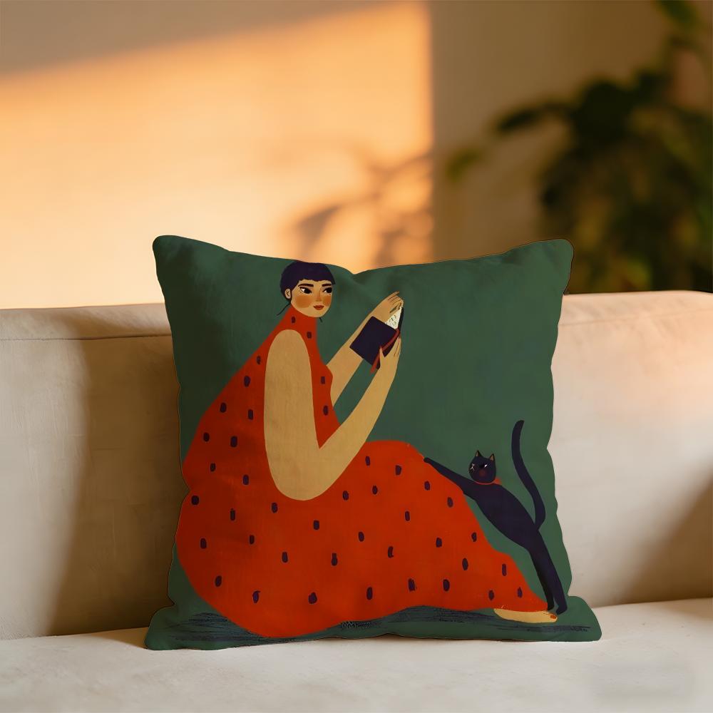 

My Quirky And Whimsical Self In Illustration Style Cushion Cover Cozy Velvet Throw PillowSoft Warm Cushion For Sofa Bed 30X30cm
