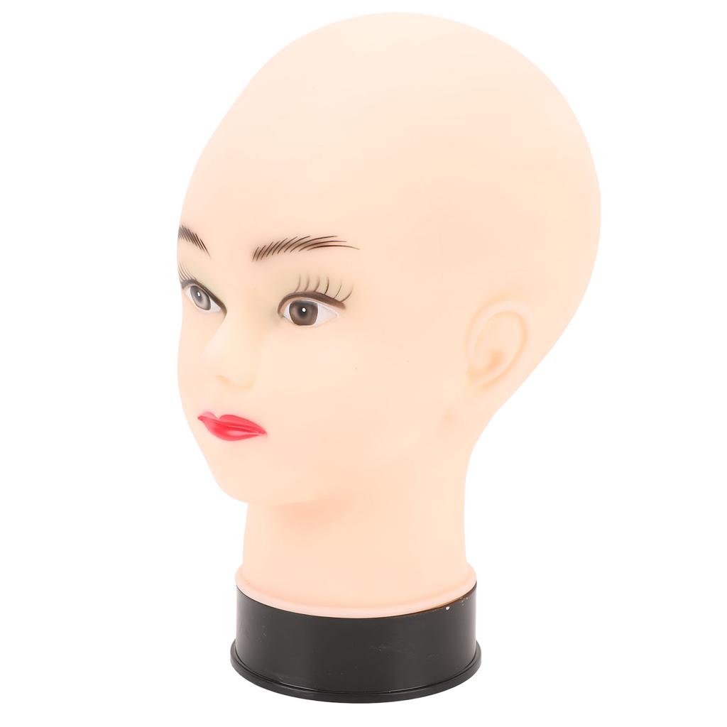 PVC Mannequin Head Bald Head Model with Universal Stand Interface for Wig Making Hat Display and Mas