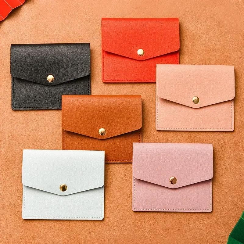 

Small Credit Bank Card Purse Solid Leather Multi Slot Coin Money Card Holder Wallet Women Men Ultra-thin Id Card Holder Bag Case