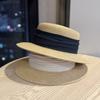 New Women's Summer Straw Hat, Sun Protection Hat, Elegant and Stylish Straw Flat-top Hat, British Retro Small Formal Hat